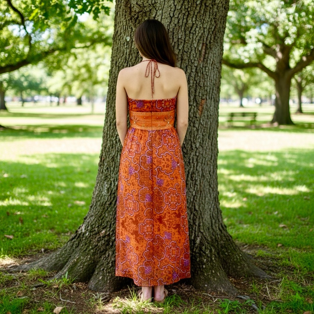 Vintage Laundry Shelli Segal Silk Beaded Paisley Dress - Picture 5 of 14